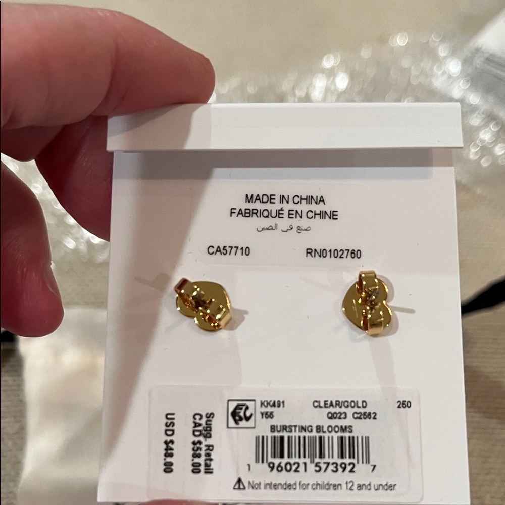 kate spade Crystal Bursting Bloom Studs/NWT - Picture 7 of 8